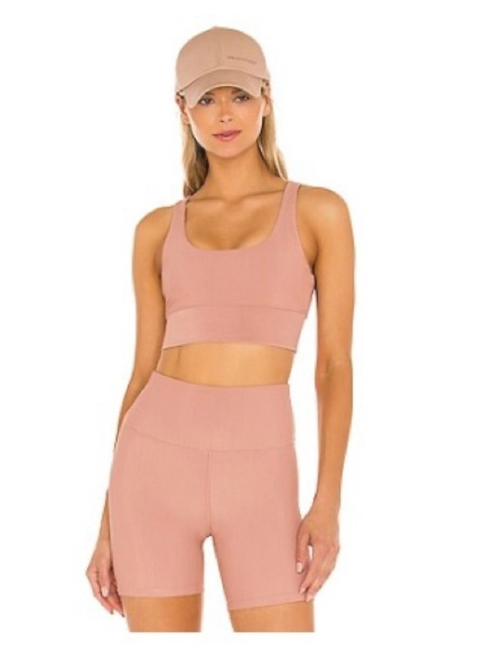 Beach Riot Ribbed High-Waisted Bike Shorts in Antique Rose — Size M